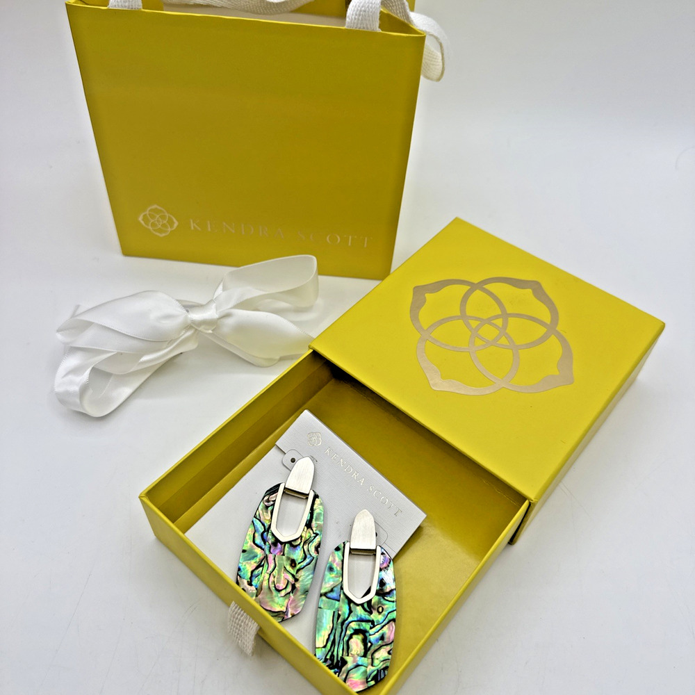 Kendra Scott Kailyn Gold Abalone Shell Statement Drop Earrings NWT Box $98